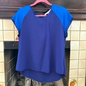 Diane Von Furstenburg Purple and Blue Silk Short Sleeve Top
